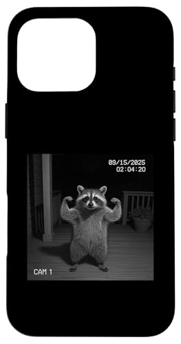 Funny Raccoon Flexing On Security Camera スマホケース iPhone 16 Pro Max 用