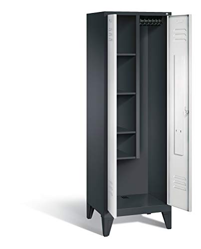 Preisvergleich Produktbild Putzmittel-Spind Classic auf Füßen, 2 Abteile, H1850xB610xT500mm