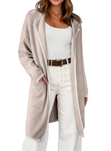 Dokotoo Womens Casual Long Cardigan Sweaters 2025 Winter Coats Fall Jacket Knit Coatigan Outwear with Pockets