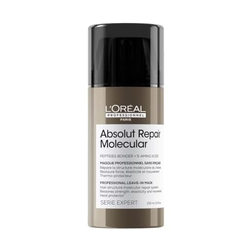 L’Oréal Professionnel, Mascarilla reparadora Absolut Repair Molecular, Sin aclarado, Textura en Crema, Repara daños y fortalece, SERIE EXPERT, 100ml