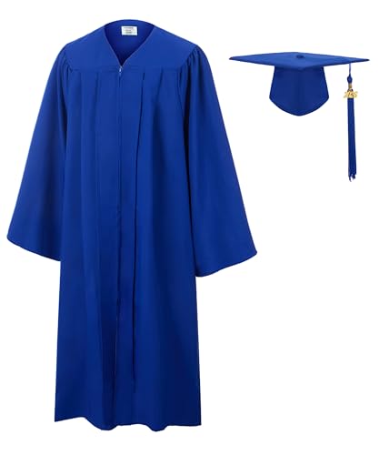 SAMDEEMI Unisex Adult Matte 2026 Graduation Gown and Cap Set with Tassel for High School and College Bachelor royal 48