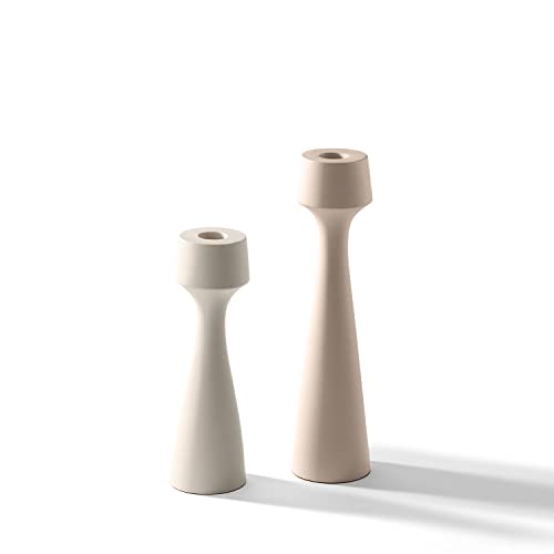 Tall Modern Candle Holders For Taper Candlesticks - Set Of 2, Chic Matte Finish, 7 And 9 Inch Tall, Neutral Cream, Boho Candle Holders For Spring Home Decor #TOP7