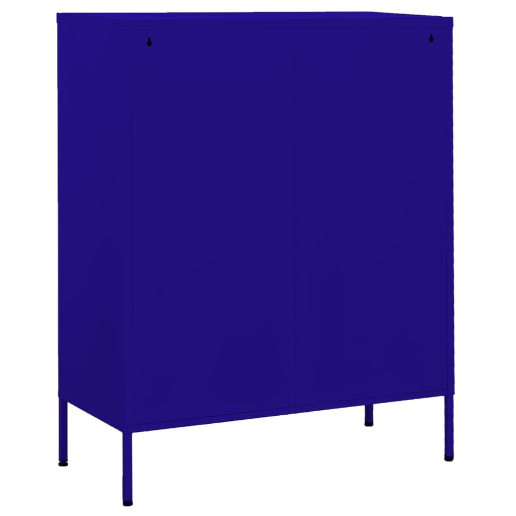 Armario de almacenamiento azul marino de acero 80 x 35 x 101,5 cm con 2 puertas, 2 cajones, se puede cerrar para el hogar, oficina, garaje, taller, sótano para almacenamiento seguro y