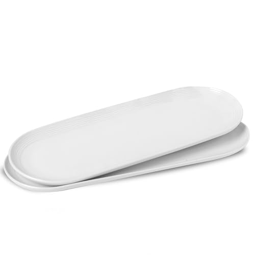 UIBFCWN Servierplatte Oval 2er, 34cm Tiefer Teller Porzellan, Große...