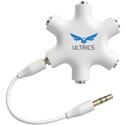 ULTRICS Répartiteur Audio 5 Casques, 3,5 mm Mâle à Femelle Multi Écouteurs Stéréo Séparateur Adaptateur, Aux Splitter Compatible avec iPhone Samsung Nokia PC...