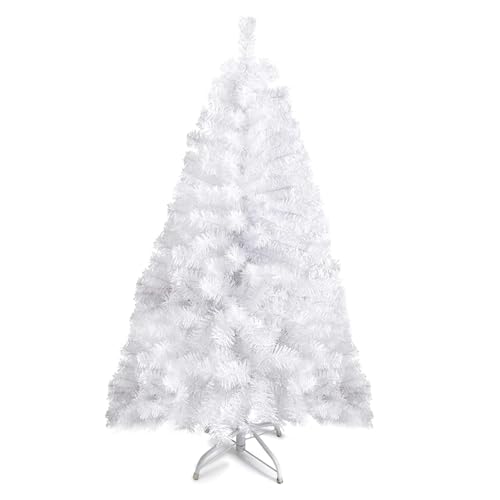 PREXTEX White Christmas Tree - Full-Bodied 4 ft Christmas Tree - Artificial 320 Tip Hinged Canadian Fir - Small Xmas Trees with Sturdy Metal Stand for Small Spaces, Easy to Assemble and Store