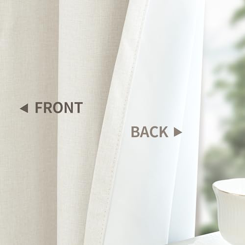 Image of YoungsTex Linen 100% Blackout Curtains 63 Inch Length for Bedroom, Full Room Darkening Thermal Insulated Window Drapes Extra Wide with Grommet for Living Room, 2 Panels, 60 X 63 Inch