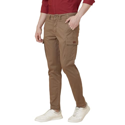 Image of Being Human Beige Cropped Fit Chinos for Men Clothing