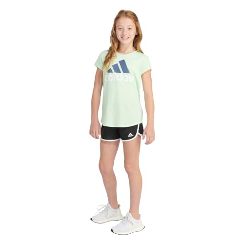 adidas Girls' Toddler Short Sleeve Cotton Scoop Neck Tee T-Shirt, (Light Green, Small 7/8)4