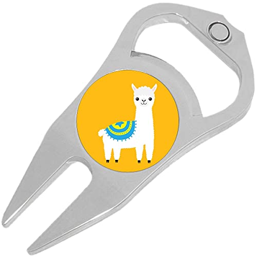 NewCharms Cute Llama on Yellow Golf Ball Marker Divot Repair Tool Bottle Opener