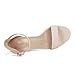 GENSHUO Women's 4 Inch High Chunky Heels Open Round Toe Block Sandals Ankle Strap Prom Wedding Party Shoes Nude Nubuck Size 9