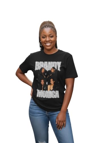 The boy is Mine Tour Silver Glitter Retro Concert T-Shirt, Unisex Classic Fit Short Sleeve Monica Brandy (US, Alpha, X-Large, Regular, Regular, Black)