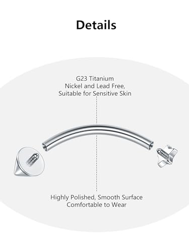 Aumeo Titanium Eyebrow Rings 16G Curved Barbell Piercing Jewelry Heart Star Vertical Labret Lip Jewelry Daith Rook Earrings for Women Men 8mm 10mm3