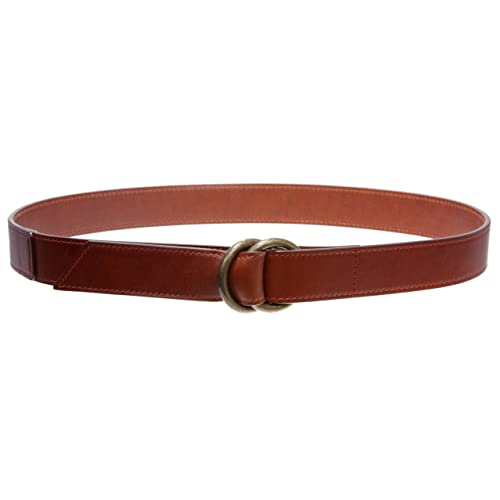 1 1/4" Round Double Circle Ring Buckle 100% Solid Leather Belt2