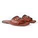 NIZOWI Women's Dressy Flat Sandals for Women Square Open Toe Slip on Comfortable Leather Summer Sandals Slide Fashion Summer Flat for Women 2025 Brown