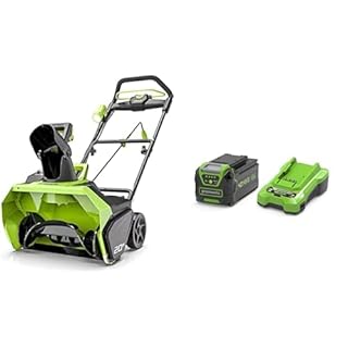 Greenworks 40V Einstufige Akku Schneefräse mit bürstenlosem Motor GD40ST, 51cm Räumweg, 30cm Räumtiefe, 1900 U/min, 180° drehbarer Auswurfkanal, 3 Jahre Garantie mit 40V 4Ah Akku & 2A Ladegerät