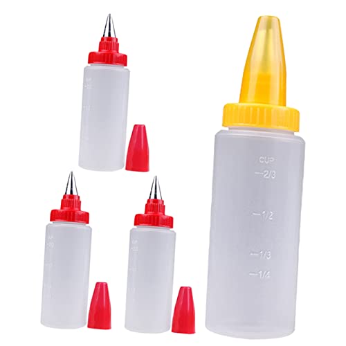 HEMOTON 4 Stück Lebensmittelechtes Silikon Zuckerguss Quetschflaschen Dekorationsflaschen Für Kuchen Sahne Cupcakes Zum Backen