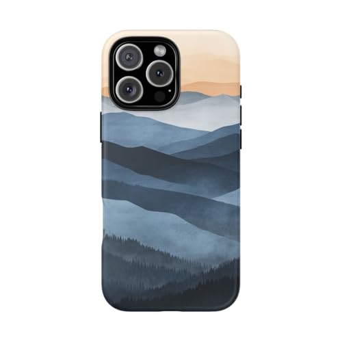 Coque rigide mate pour iPhone 16 Pro Max motif artistique bleu et beige