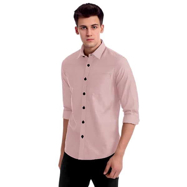 Unstitched Cotton Shirt (1.60m) Fabric - Exclusively for Men's (Dusky Pink)-image-0