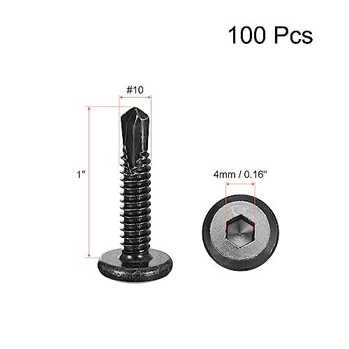 Uxcell A23060200UX0327 Hex Socket Self Tapping Screws, #10 X 1 410 Stainless Steel Sheet Metal Flat Head Drilling Screw 100Pcs thumb #1