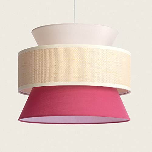 LEDKIA LIGHTING - Lampada a Sospensione Tessuto Chulu | Design Elegante | IP20 per Interni | Compatibile con Lampadine LED E27 | Per Soggiorno Cucina Camera, Rosso Lampone, Tessile