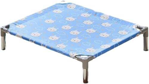 Marysea ペットベッド 夏用 冷却機能 高床式 脚付き 通気性 犬・猫用 小型犬対応 ハンモック式 コット キャンプ用 寝床 キャット・ドッグベッド ホワイト (C,L:(70*55*15CM))