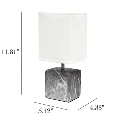 Simple Designs Lt2071-Baw Gray Black Petite Marbled Ceramic Bedside Mini Table Lamp With White Fabric Shade… #TOP26