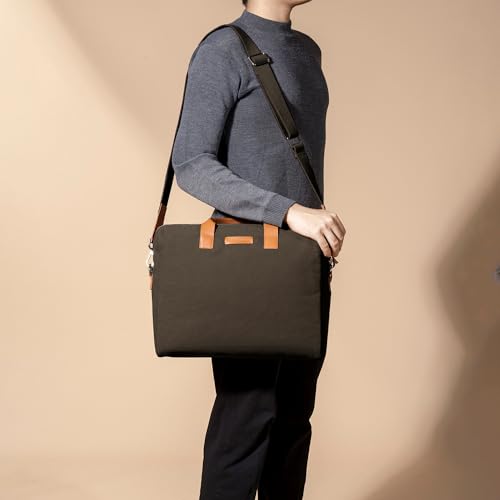 Image of DailyObjects Unisex City Compact Fleet Canvas Laptop Messenger Bag with Leather Handles and Adjustable Straps | Zip Closure with Slip Pockets and Large Storage For 14 Inch Laptops