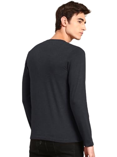 Image of LAZYCHUNKS Regular Fit Solid Super Combed Cotton Rich Henley Neck Full Sleeve Men's T-Shirt