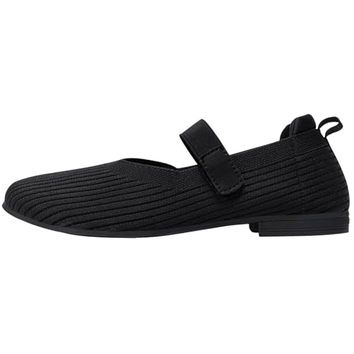 Women's Walking Flats Dance Shoes Comfortable Lightweight Soft Sole Slip On Elegant Black Flats3