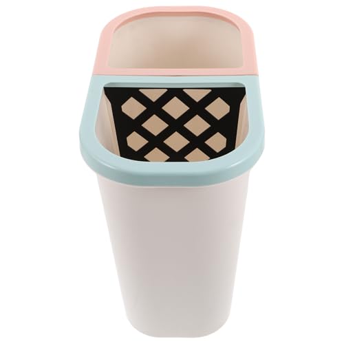 Caneca de basura rectangular blanca con compartimentos duales