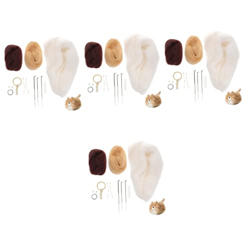 Ciieeo 4 Sets Wool Felt Poke Fun Crochet For Kids Craft Kit For Kids Stuffed Animal Set Needle Felting Kit For Beginners Animals Needle Felting Set Needle Felting Starter Kit Crafts Plush #TOP14