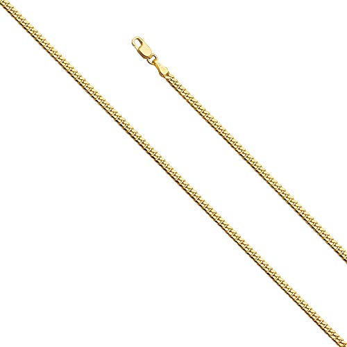 Wellingsale 14K Solid Gold Miami Cuban Link Curb Chains (Select Options)2