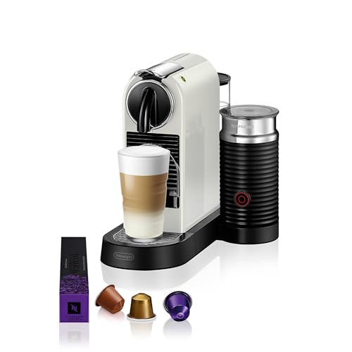 Nespresso De'Longhi Machine à Café Citiz & Milk Blanche, 19 Bars + Kit de Bienvenue, Design Moderne, Expresso, Lungo et Recettes Lactées, Arrêt Automatique, EN267.WAE