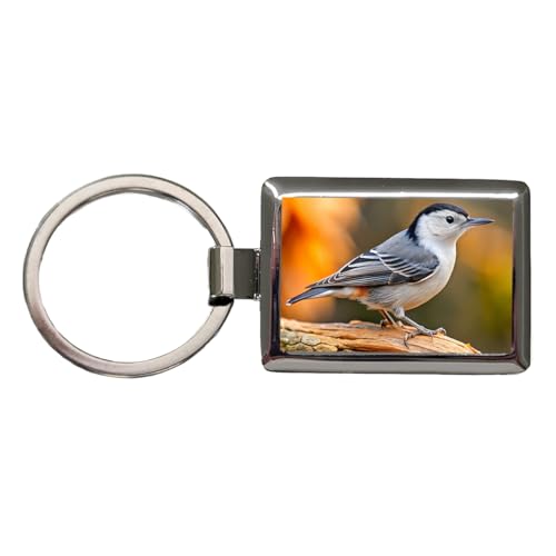 Blooza Blooza White Breasted Nuthatch Backyard Bird Rectangle Metal Keychain