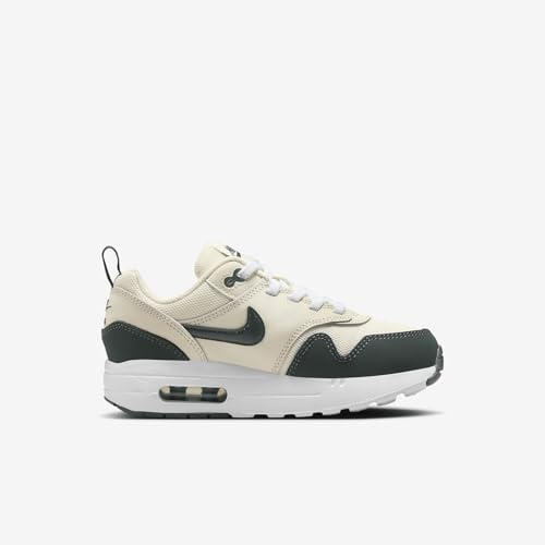 Nike Air Max 1 EasyOn Little Kids' Shoes (DZ3308-107, Pale Ivory/White/Bicoastal/Vintage Green) Size 113