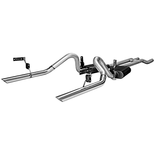Image of Flowmaster 17273 American Thunder Crossmember-Back Exhaust Kit 2.5 Inch Aluminized Steel Compatible with 1964-1966 Ford Mustang with a V8 engine