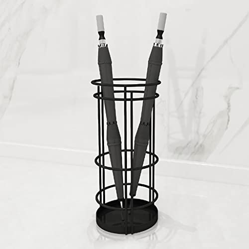 Paragüero, Soporte para paraguas redondo moderno, soporte para paraguas de metal para pasillo, soporte para paraguas de interior con 3 ganchos, soporte para paraguas largos y cortos/bastones para cami