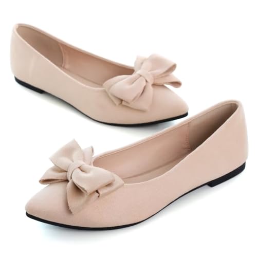 Image of TN TANGNEST Women Fashion Bowknot Flats Comfort Pointed Toe Dress Shoes