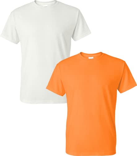 T-shirt homme Gildan DryBlend blanc orange haut de gamme 2XL