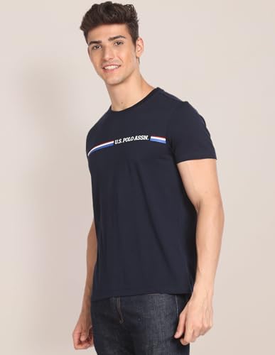 Image of U.S. Polo ASSN. Knitted Cotton T-Shirts for Men - 100% Cotton, Breathable & Comfortable, Half Sleeves Mens Casual T Shirts