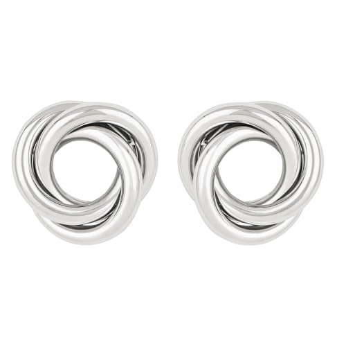 I Jewels Silver Statement Geometric Earrings for Women Girls Trendy Chunky Gold Knot Link Drop Dangle Earrings Fashion Jewelry Gift