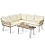 YITAHOME 4 Pieces Patio Furniture Set, Outdoor Rattan Woven Conversation Sectional L-Shaped Sofa with 5 Seater for Backyard, Porch, Boho Detachable Lounger with Cushions and Side Table - Beige