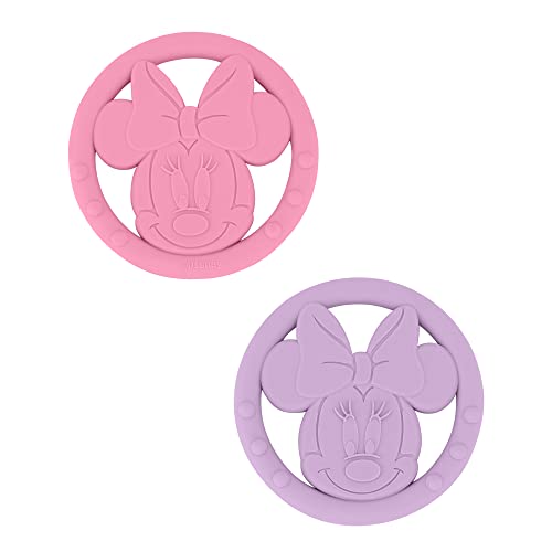 Image of Cudlie Disney Silicone Teether Toy Set for Infants, Food Grade and BPA Free Teethers for Babies 6-12 Months, 2-Pack Teether Toys for Newborns Minnie Mouse II