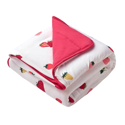 Image of BubblePanda Rayon Made from Bamboo Baby Blanket for Boys Girls Neutral Soft Crib Blanket Toddler Quilt Comforter Newborn Nursery 30 x 40 Inch Strawberry