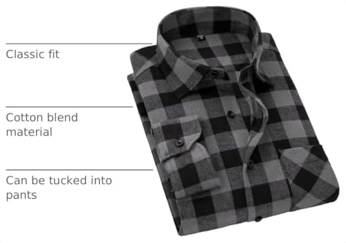 Image of Cromoncent Men's Casual Plaid Flannel Long Sleeve Button Down Shirts