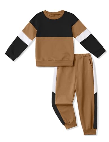 Image of Toddler Boy Clothes Long Sleeve Hoodie Sweatsuits Tops and Pants 2Pcs Boys Fall Winter Outfits Set
