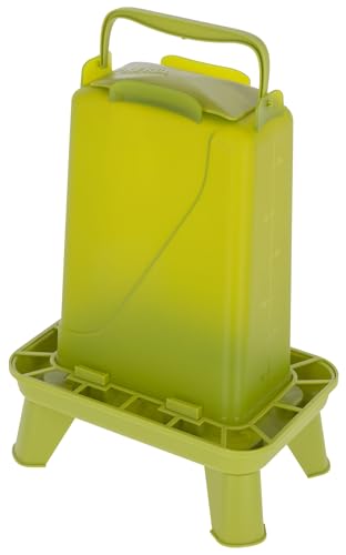 Kerbl Hobbyfarming Comedero automático con Patas, 3,5 l, Verde, 16,5x24,5x35 cm, comedero para Aves, dispensador de alimento, plástico, Aves de Corral