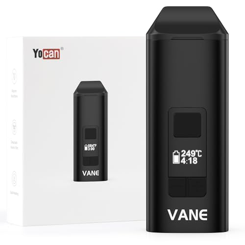 Yocan VANE Herb Vaporizer, Tragbarer Verdampfer Kräuter, Keramik Heizkammer, Präzise Temperatureinstellung 93-249℃, 1100 mAh Akku Dry Herb Vaporizer mit LCD Display, Einfache Reinigung (Schwarz)