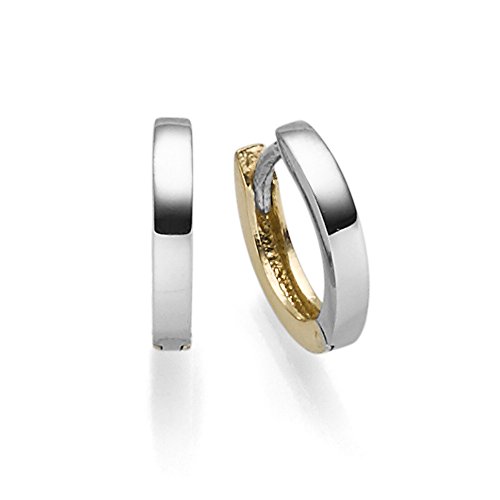 Kleine Ohrringe Creolen 2x10mm Ohrschmuck aus 585 Gold Gelbgold Weißgold glänzend flach Kleine Ohrringe Creolen 2x10mm Ohrschmuck aus 585 Gold Gelbgold Weißgold glänzend flach
